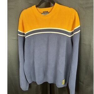 Vintage Abercrombie Colorblock Stripe Crewneck Sweater XL Y2K Yellow Navy